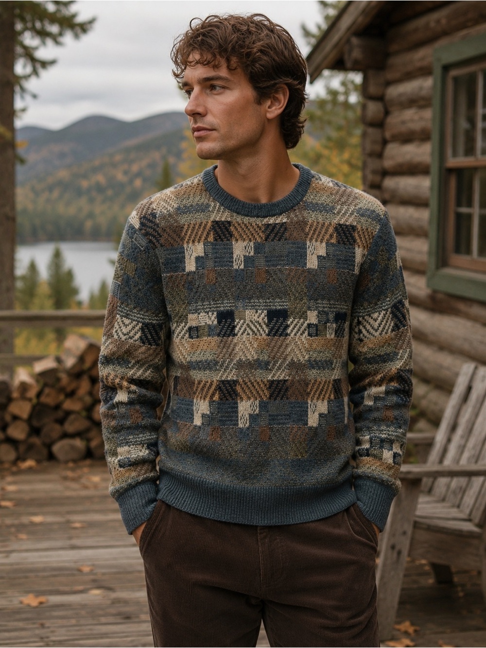 Jantzen Multicolor Geometric Crewneck Sweater